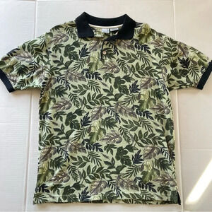 Ocean Pacific Sport Polo Shirt. Green Leaf Print Men’s M. Cotton.